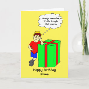 Funny Cartoon Thought That Counts Birthday Card