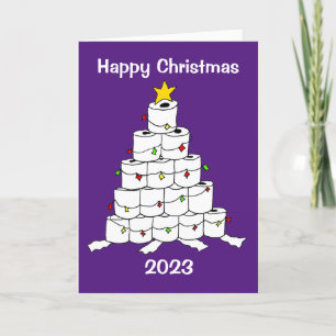 Funny Cartoon Toilet Roll Christmas Tree Holiday Card