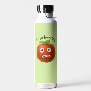 Funny Cartoon Tomato Green Vegan Vegetarian Water Bottle