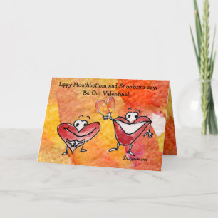 Funny Cartoon Valentine Card Hearts