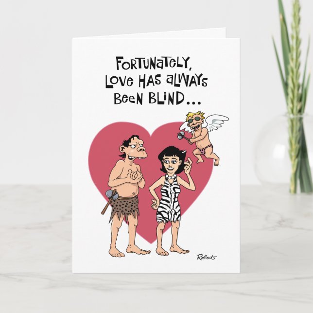 Funny Cartoon Valentine Holiday Card (Front)