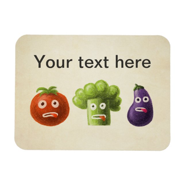 Funny Cartoon Vegetables Magnet (Horizontal)
