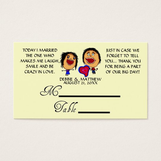 Funny Cartoon Wedding Placecards Business Card