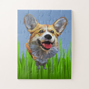 Funny Cartoon Welsh Corgi Dog 30 Piece Puzzle