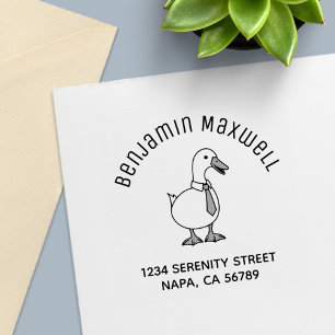 Funny Cartoon White Duck Pet Necktie Arch Address Self-inking Stamp