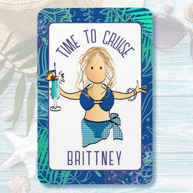 Funny Cartoon Woman in Swimsuit Drink Cruise Door  Magnet (Creator Uploaded)