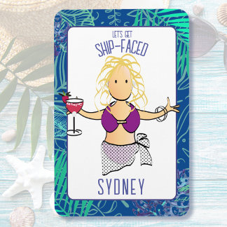 Funny Cartoon Woman Tropical Beach Cruise Door Magnet