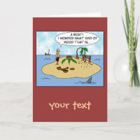 Funny Cartoon Woodturner on Deserted Island