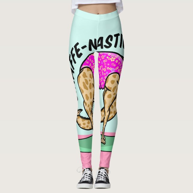 Funny cartoon yoga gymnastics giraffe leggings (Front)