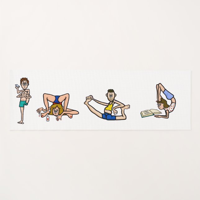 Funny Cartoon Yoga People Yoga Mat (Front (Horizontal))