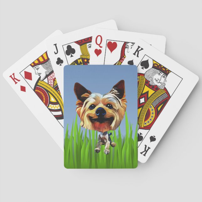 Funny Cartoon Yorkshire Terrier Deck of Cards (Back)