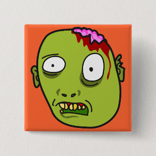 Funny Cartoon Zombie Face 15 Cm Square Badge