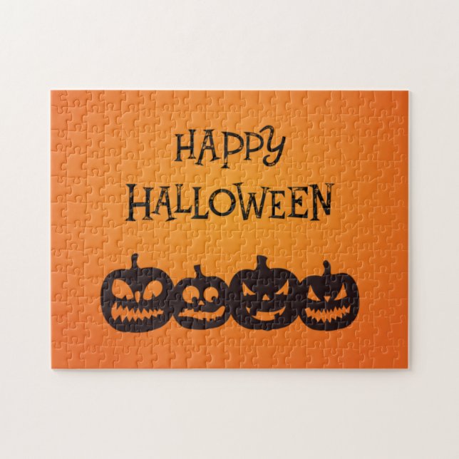 Funny Carved Halloween Pumpkin Quartet Jigsaw Puzzle (Horizontal)