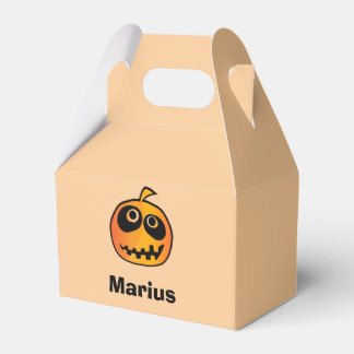 Funny Carved Orange Halloween Pumpkin Face Name Favour Box