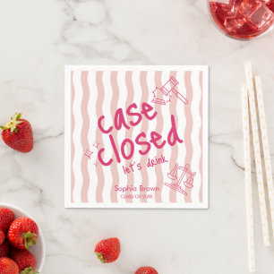 Funny Case Closed Pink Wavy Stripes Lawyer Grad Napkin