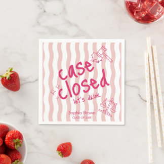 Funny Case Closed Pink Wavy Stripes Lawyer Grad Napkin
