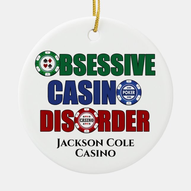 Funny Casino Addict Custom Christmas Ceramic Tree Decoration (Front)