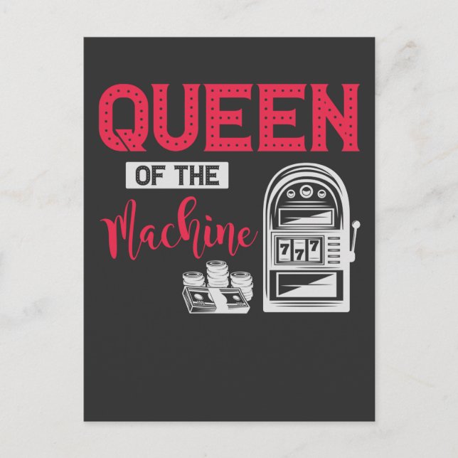 Funny Casino Gambling Queen Slot Machine Quote Postcard (Front)