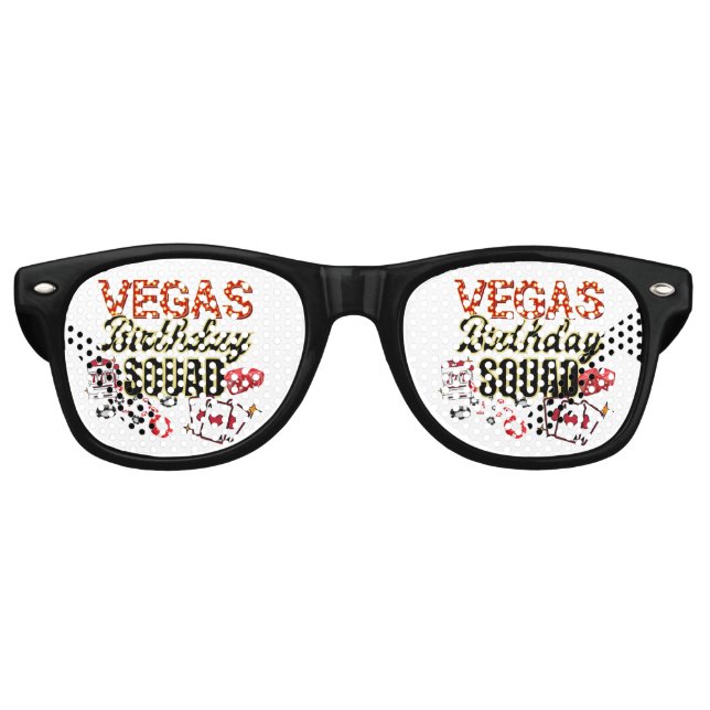 Funny Casino Poker Las Vegas Birthday Party Squad  Retro Sunglasses (Front)