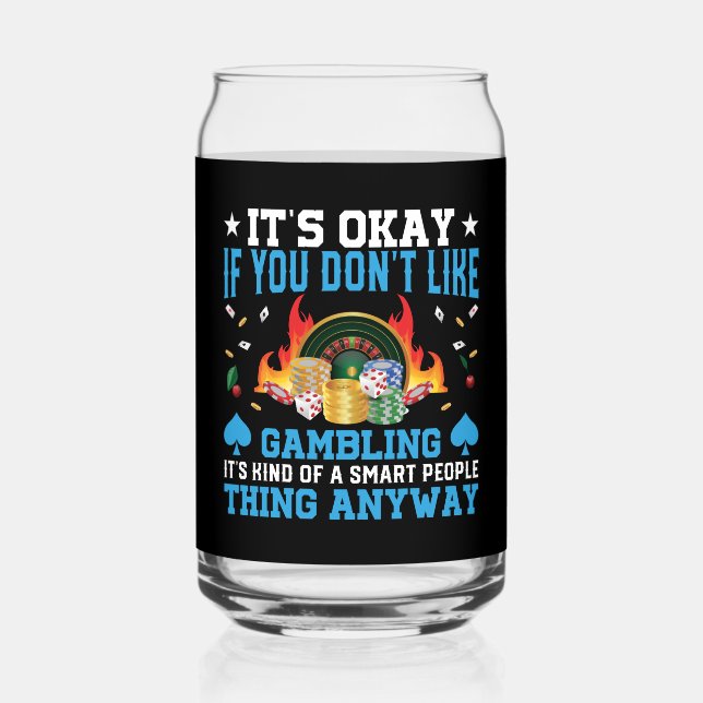 Funny Casino word art  Can Glass (Front)