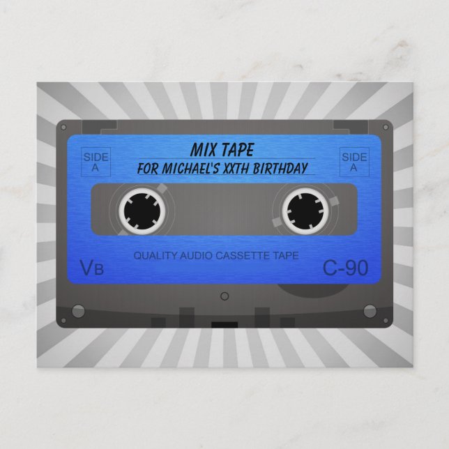 Funny Cassette Tape Birthday Invitation Postcard (Front)
