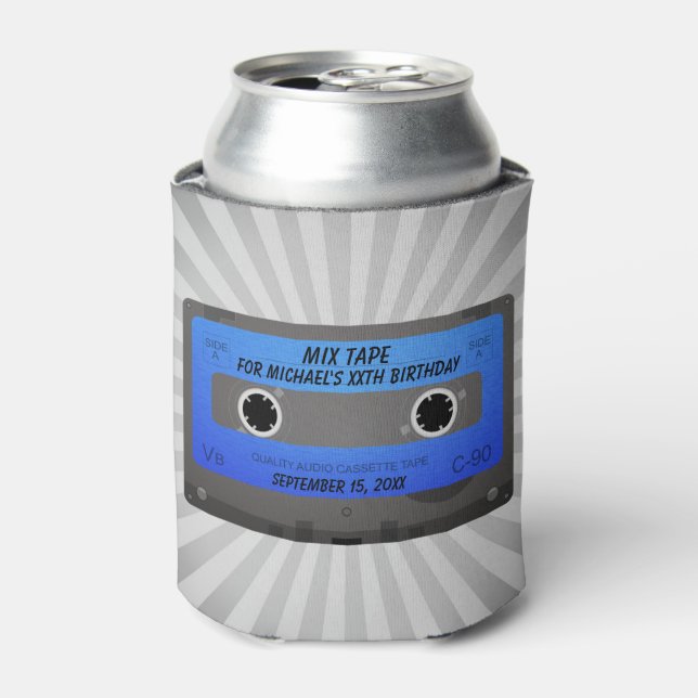 Funny Cassette Tape Birthday Party Can Cooler (Can Front)