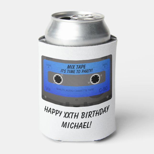 Funny Cassette Tape Birthday Party Can Cooler (Can Front)