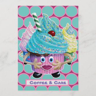 Funny casual Friends,Family Cake and coffee Invitation