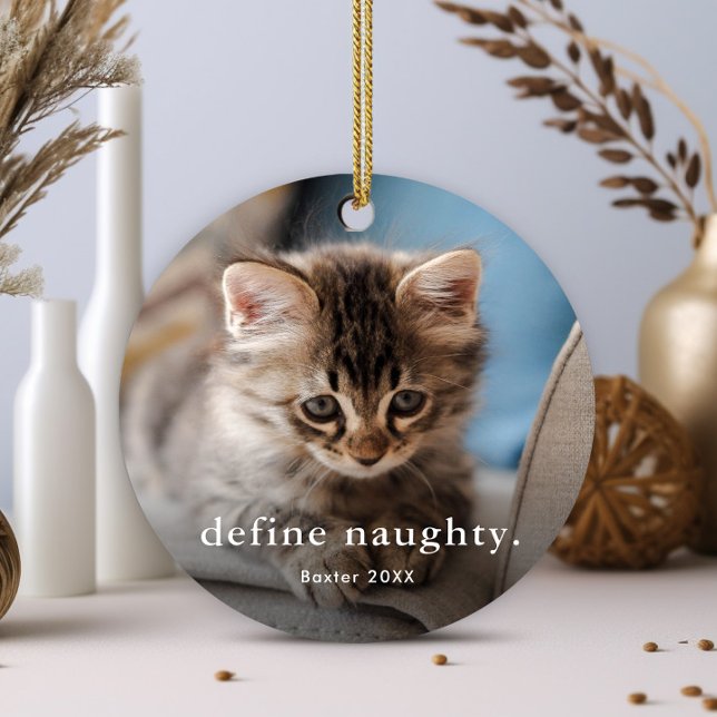 Funny Cat 2 Photo Christmas Metal Tree Decoration (Funny 2 photo cat pet christmas tree ornament.)