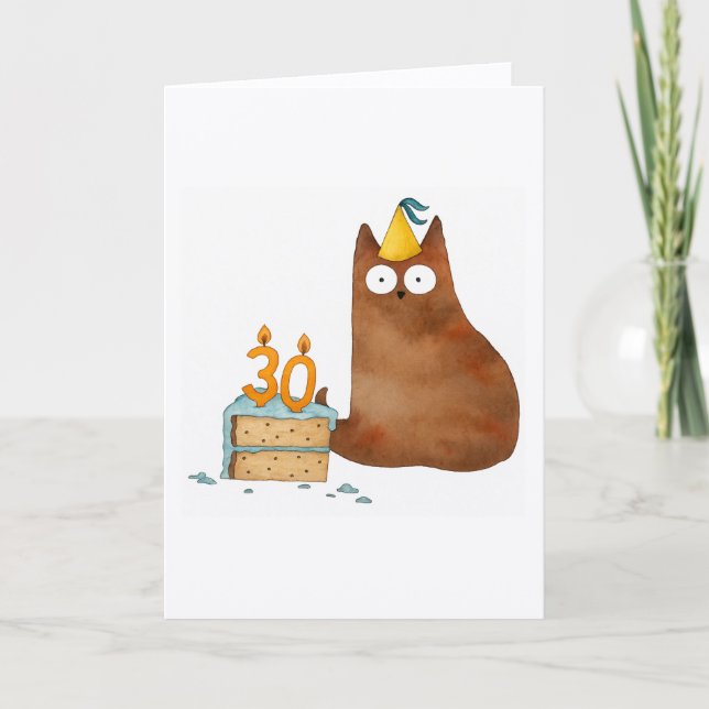 Funny Cat 30th Birthday Card (Front)