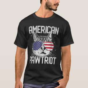 Funny Cat 4th of July American Flag USA America Me T-Shirt