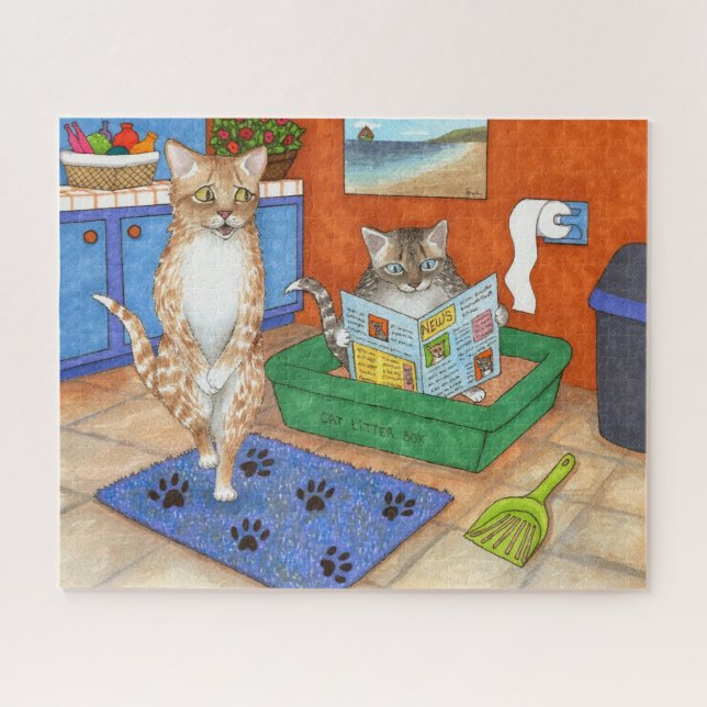 Funny Cat 538 Bathroom art Jigsaw Puzzle (Horizontal)