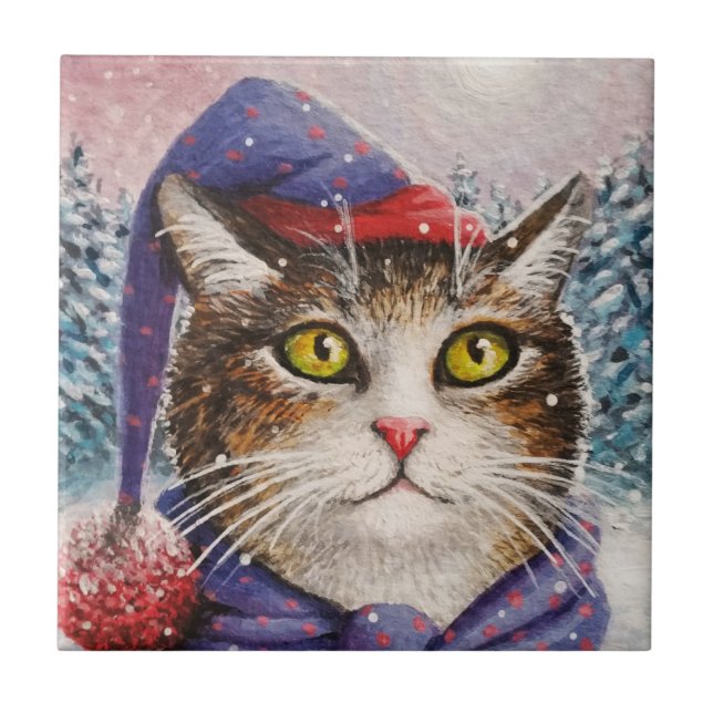 Funny Cat 631 Winter Snow Tile (Front)