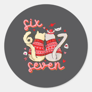 Funny Cat 67 Meme Six Seven Gen Alpha Slang Kids V Classic Round Sticker