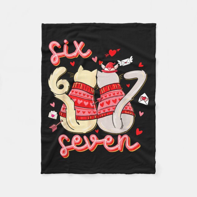 Funny Cat 67 Meme Six Seven Gen Alpha Slang Kids V Fleece Blanket (Front)