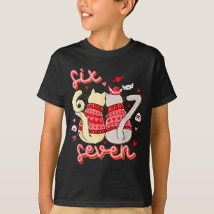 Funny Cat 67 Meme Six Seven Gen Alpha Slang Kids V T-Shirt