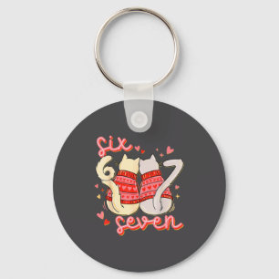 Funny Cat 67 Meme Six Seven Gen Alpha Slang Valent Key Ring