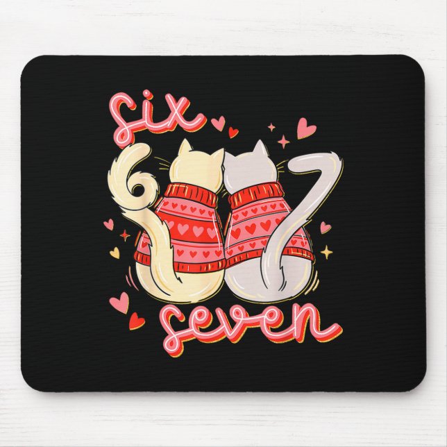 Funny Cat 67 Meme Six Seven Gen Alpha Slang Valent Mouse Mat (Front)