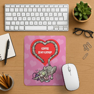 Funny Cat Add Your Own Text Crazy Catnip Cartoon Mouse Mat