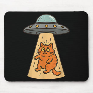 Funny Cat Alien Abduction Ufo Spaceship Kitty Sci Mouse Mat