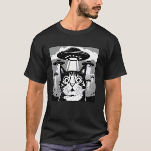 Funny Cat Alien Retro UFO Encounter Sci-Fi Black a T-Shirt