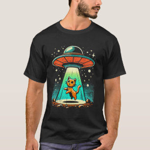 Funny Cat Alien UFO Encounter Sci-Fi T-Shirt