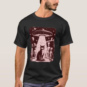 Funny Cat Alien UFO Encounter Sci-Fi T-Shirt