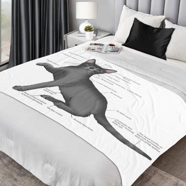 Funny Cat Anatomy Diagram Humor Nerdy Fleece Blanket (Creator Uploaded)