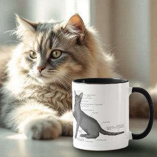 Funny Cat Anatomy Diagram Humour Nerdy Mug