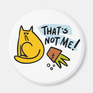 Funny cat and an overturned flower pot magnet