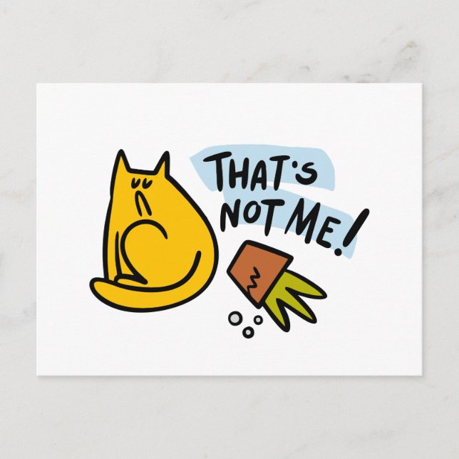 Funny cat and an overturned flower pot postcard (Front)