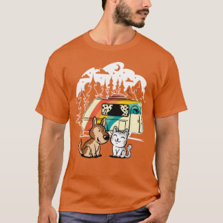 Funny Cat and Dog Camping with Friends Caravan fri T-Shirt