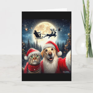 Funny Cat And Dog Selfie With Santa Claus Christma Card