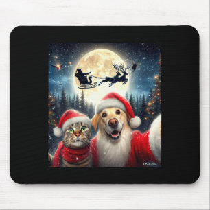 Funny Cat And Dog Selfie With Santa Claus Christma Mouse Mat